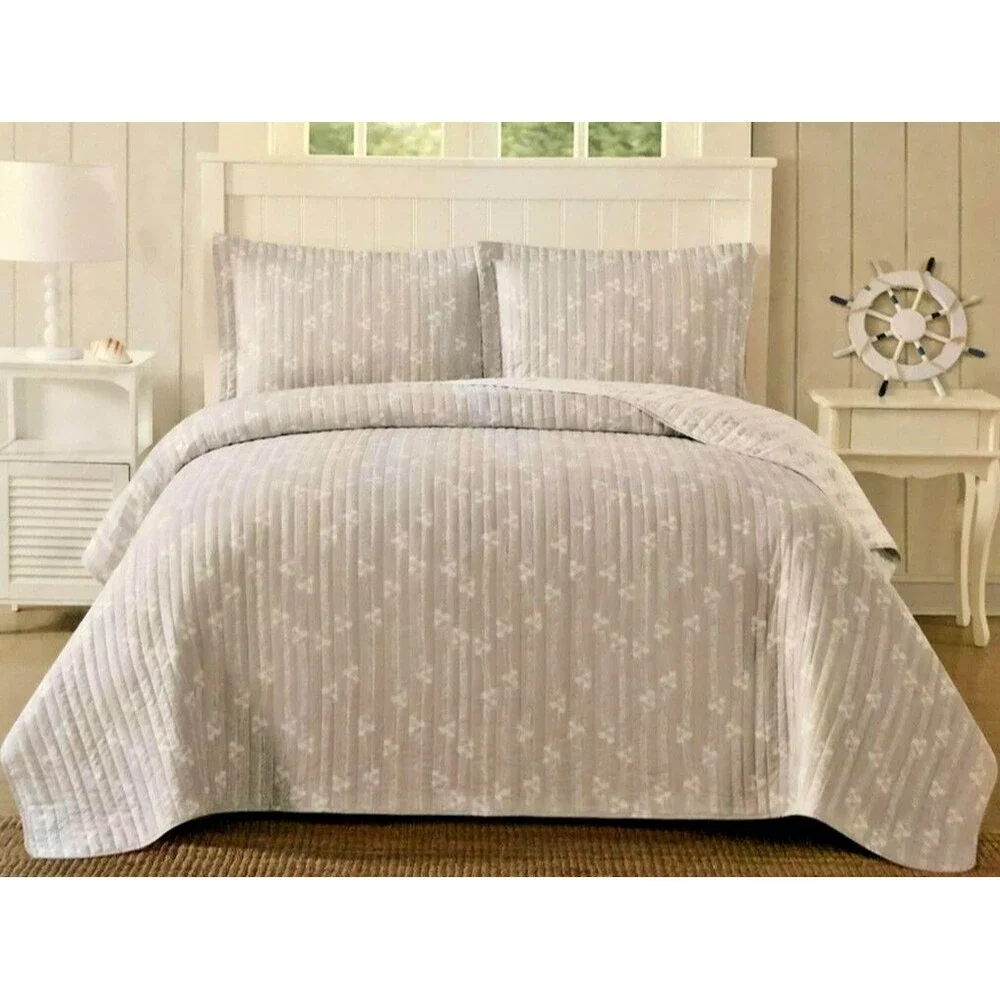 Nautical Twin Quilt and 1 Sham Set Light Comforter Reversible Rope Knot Beach